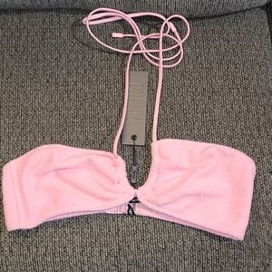 Pink terry cloth bath suit top